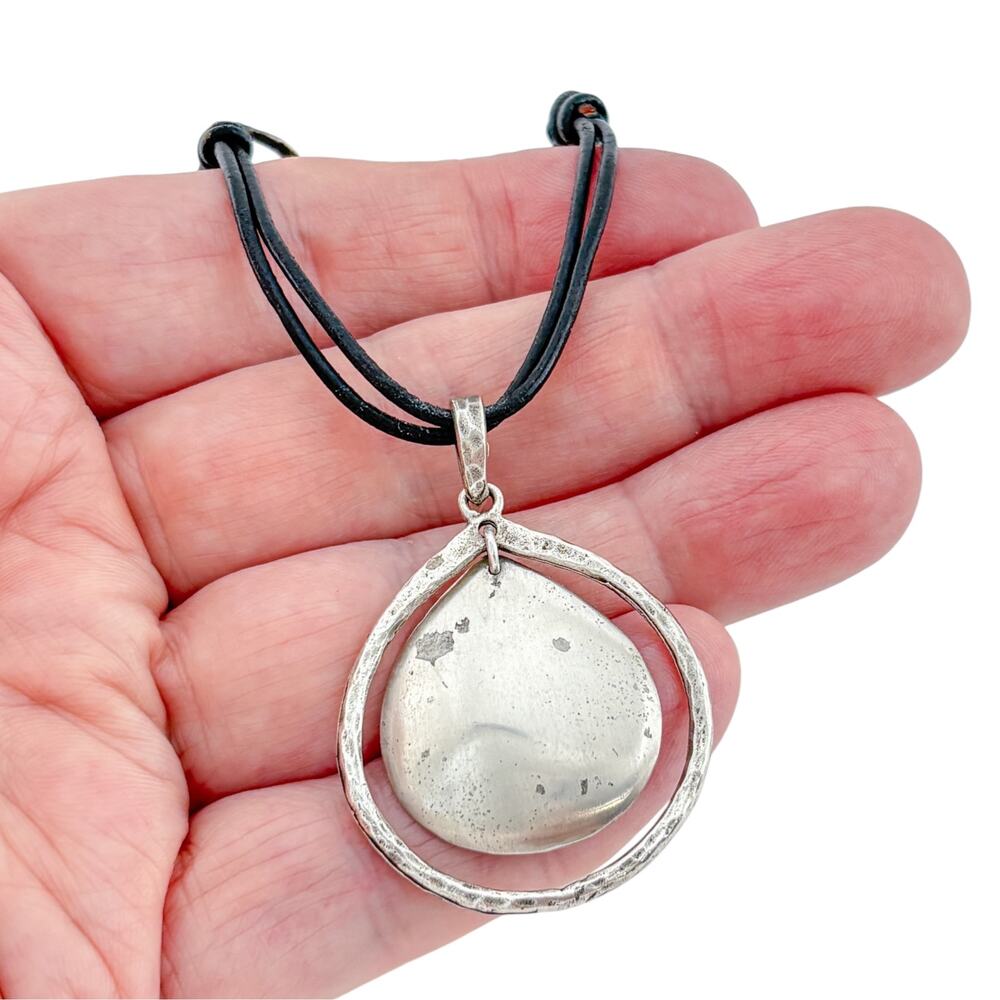 Retired Silpada N1440 Sterling Silver 925 Hammered Disc Necklace 18-20 inch